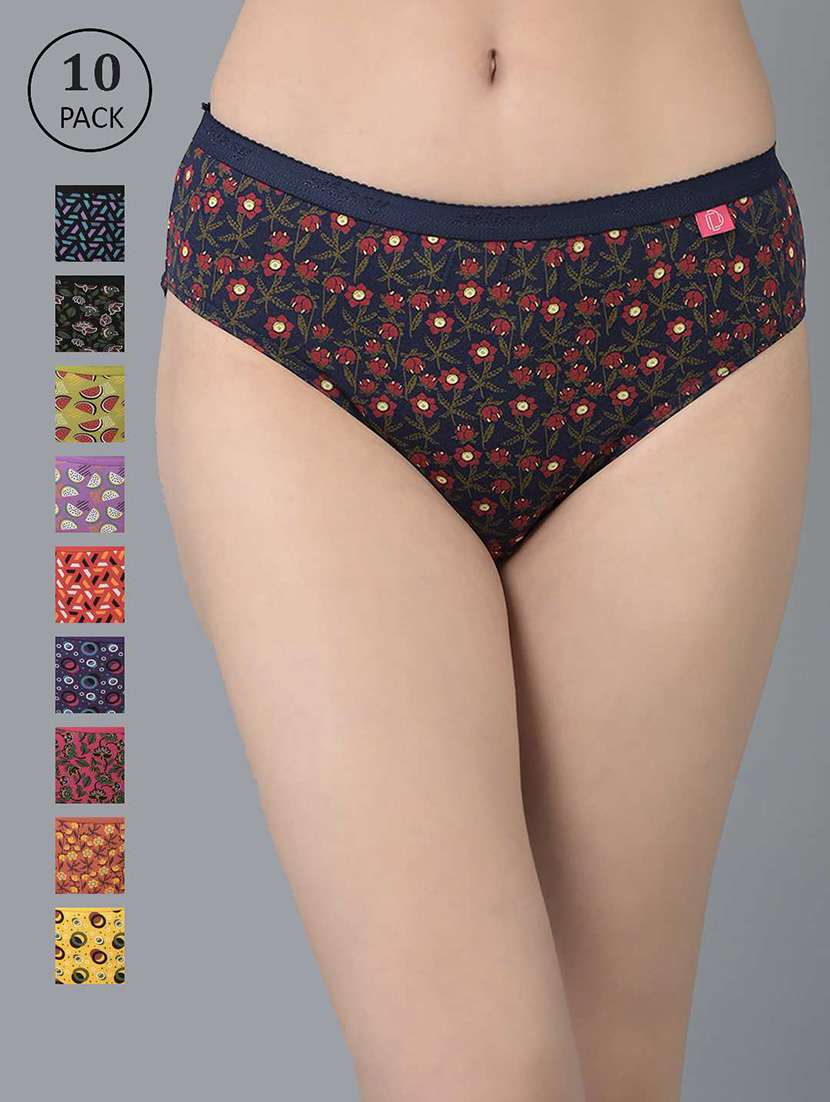 women printed mid rise hipster panty combo