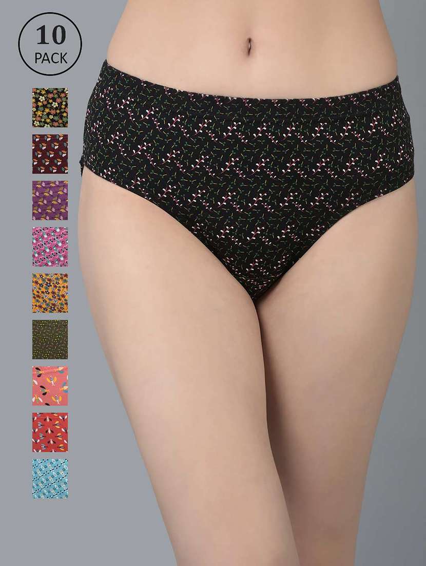 women printed mid rise hipster panty combo