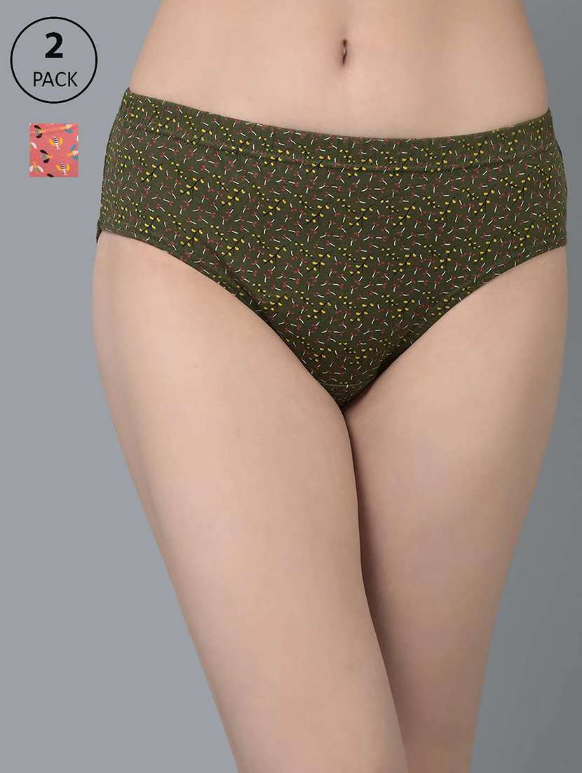 women printed mid rise hipster panty combo