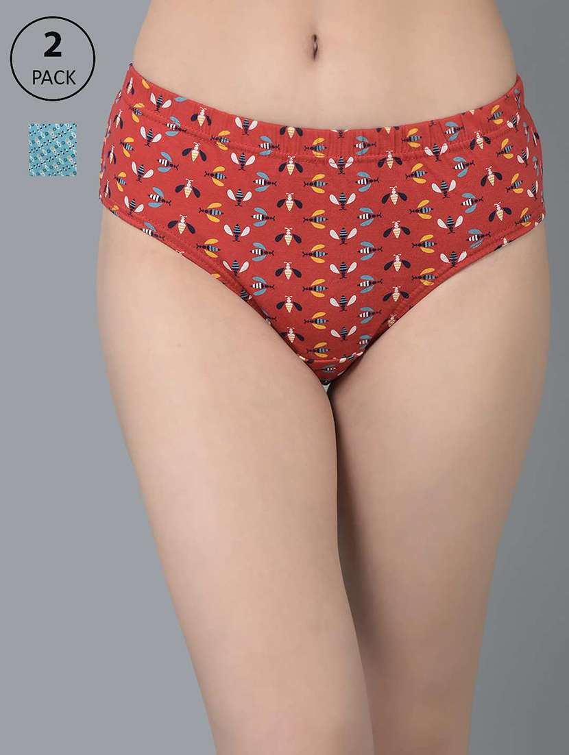 women printed mid rise hipster panty combo