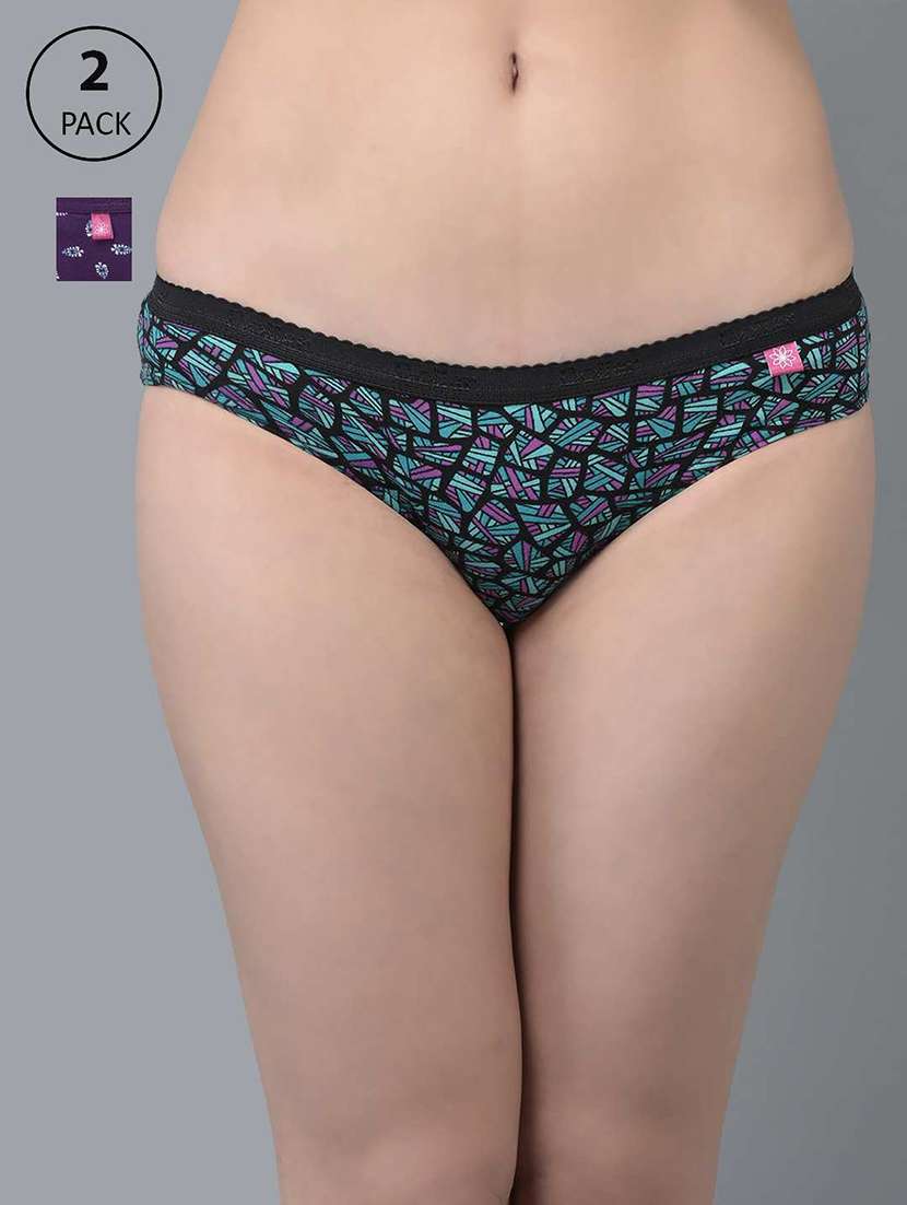 women printed low rise bikini panty combo