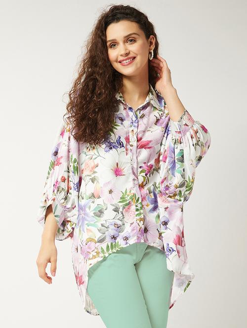 women white floral printed high-low shirt - 21593242 - Standard Image - 0