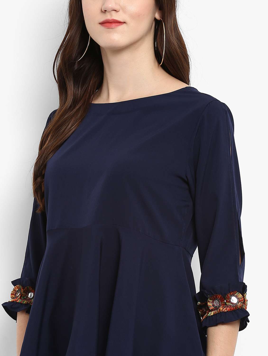 women navy blue mirror work regular top - 21593255 -  Standard Image - 4