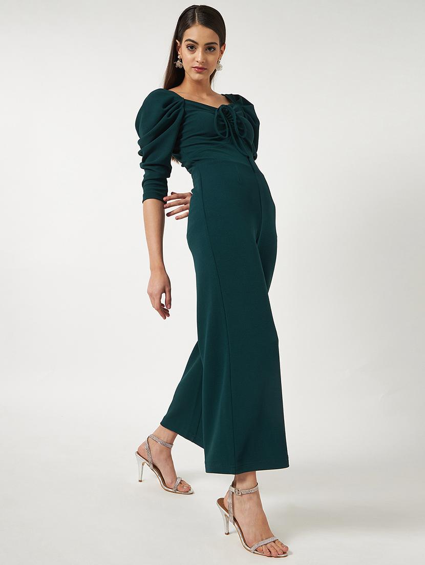 women green solid full leg jumpsuit - 21593268 - Standard Image - 1