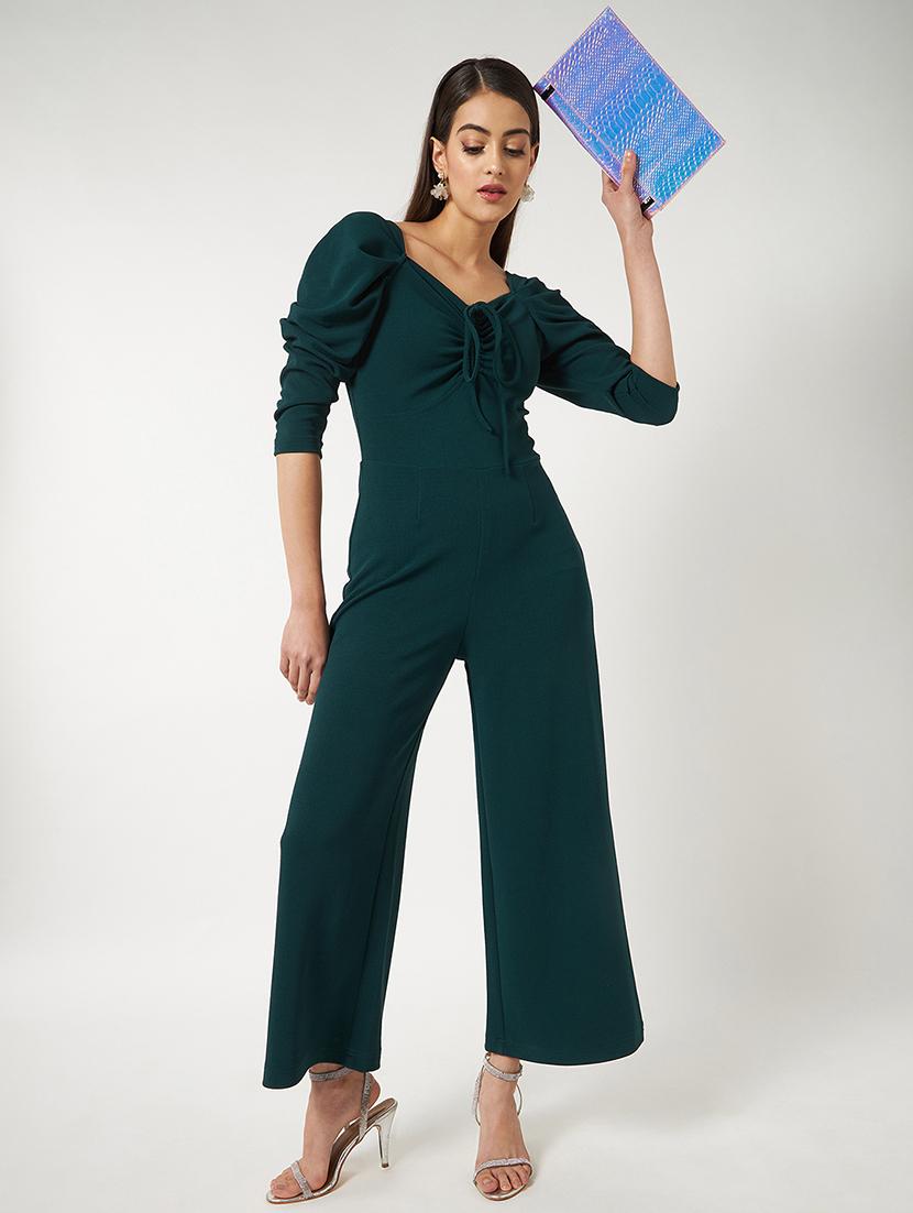 women green solid full leg jumpsuit - 21593268 - Standard Image - 4