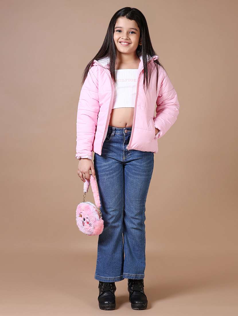 girls solid hooded quilted jacket - 21593414 -  Standard Image - 4
