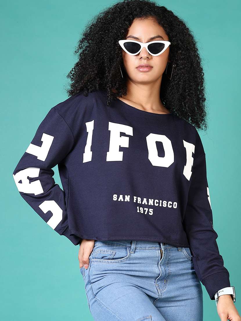 women long sleeves front print sweatshirt - 21593474 -  Standard Image - 1