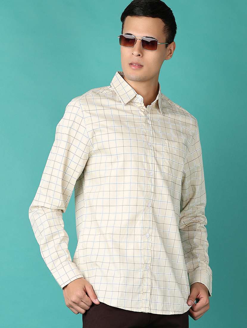 men checks long sleeves casual shirts - 21593484 -  Standard Image - 1