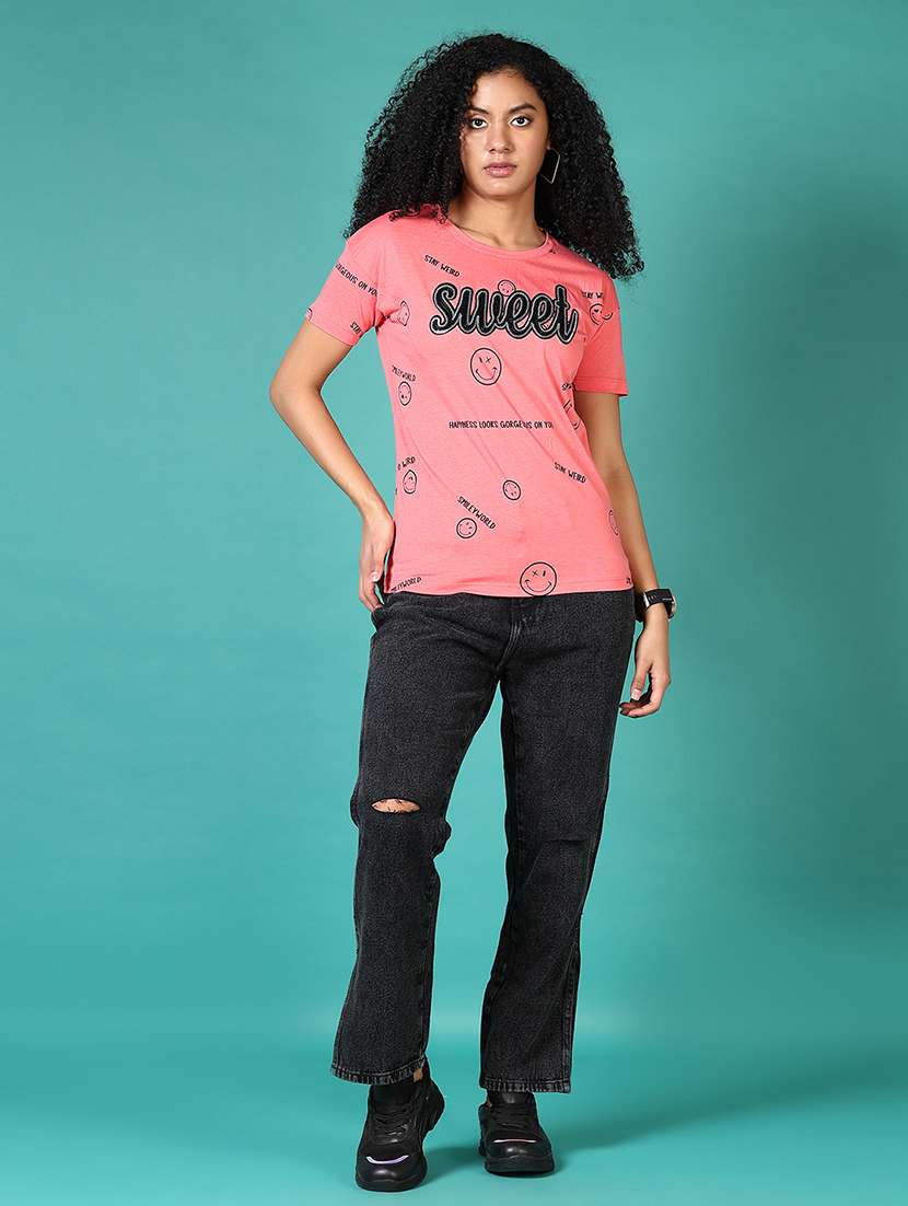 Women Printed Round Neck T-shirt - 21593508 -  Standard Image - 4
