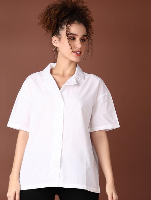 women white solid short sleeve shirt - 21593525 -  Standard Image - 0