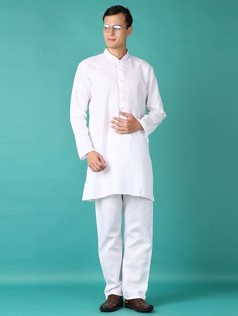 men mandarin neck kurta pyjama ethnic wear set