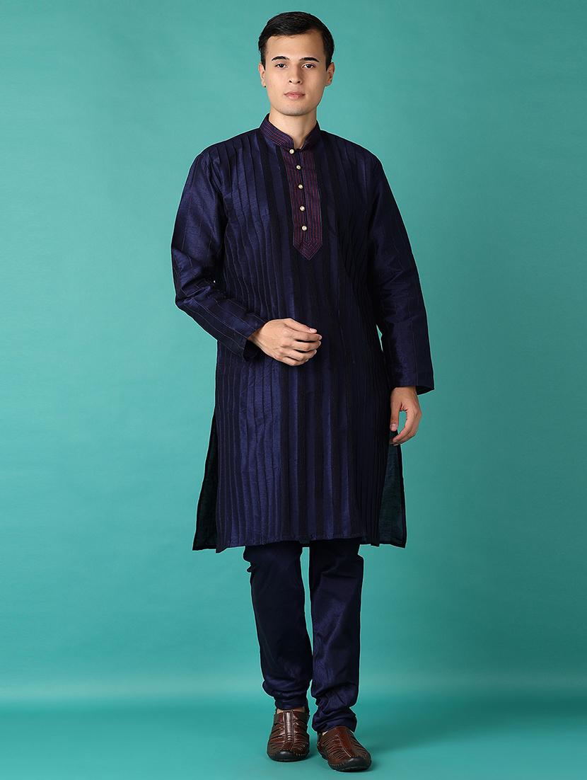 men mandarin neck kurta pyjama ethnic wear set