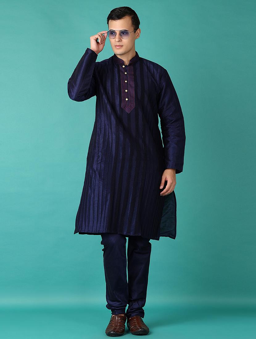 men mandarin neck kurta pyjama ethnic wear set - 21593863 -  Standard Image - 1