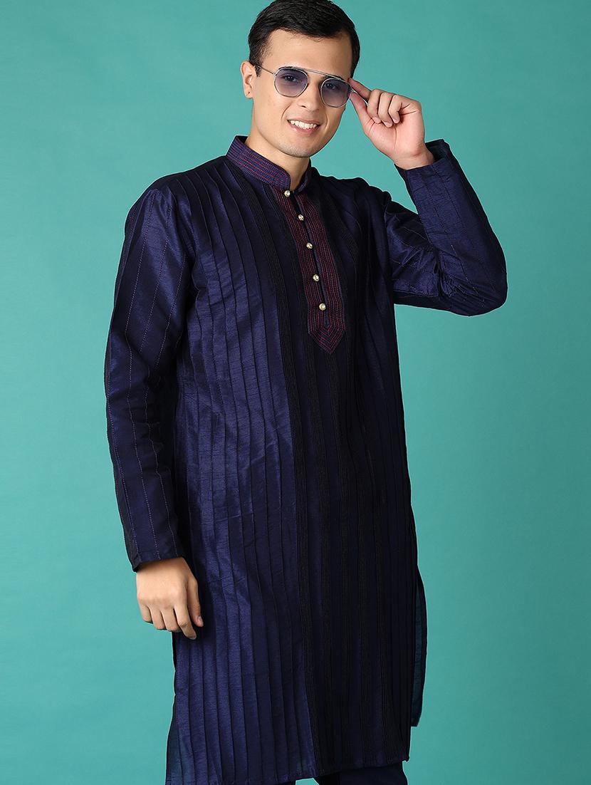 men mandarin neck kurta pyjama ethnic wear set - 21593863 - Standard Image - 4