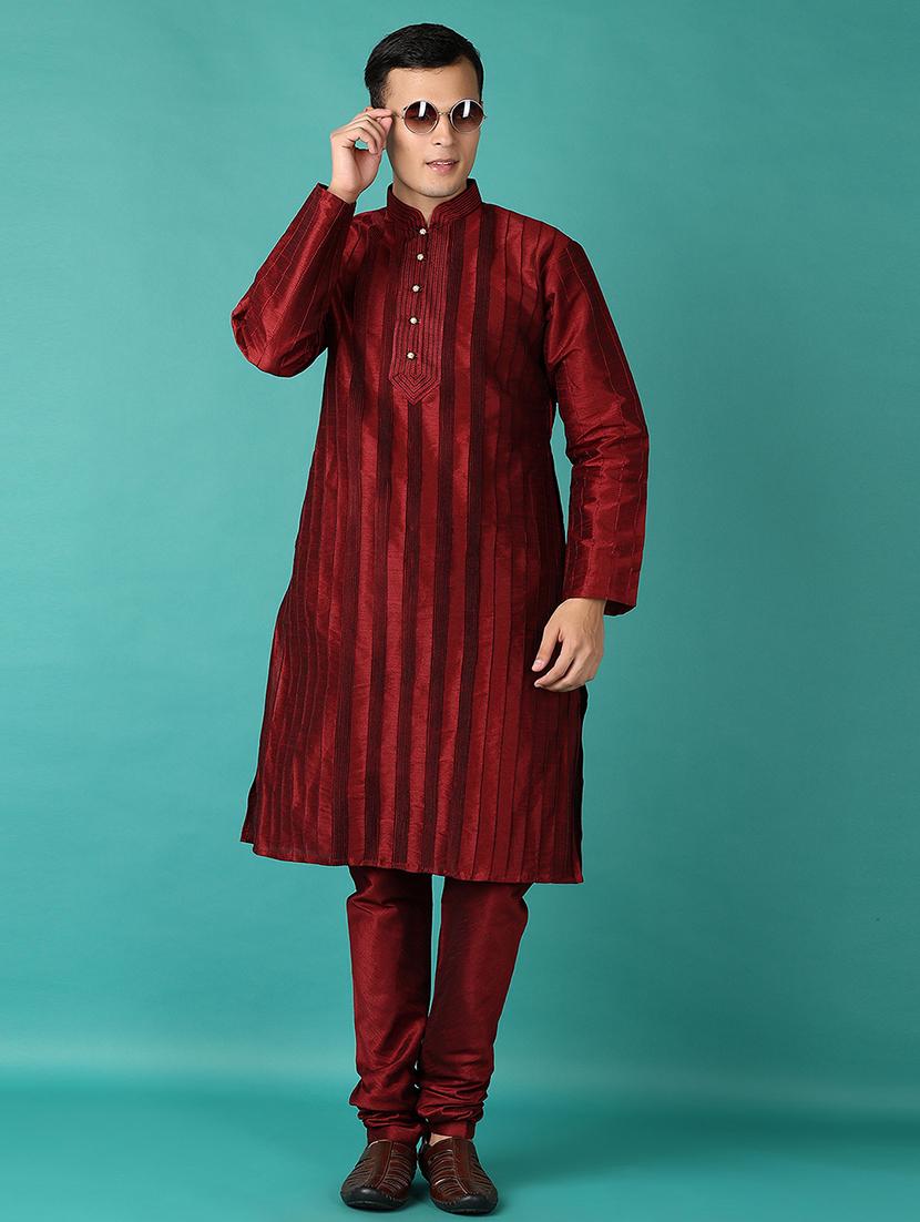 men mandarin neck kurta pyjama ethnic wear set - 21593864 -  Standard Image - 1