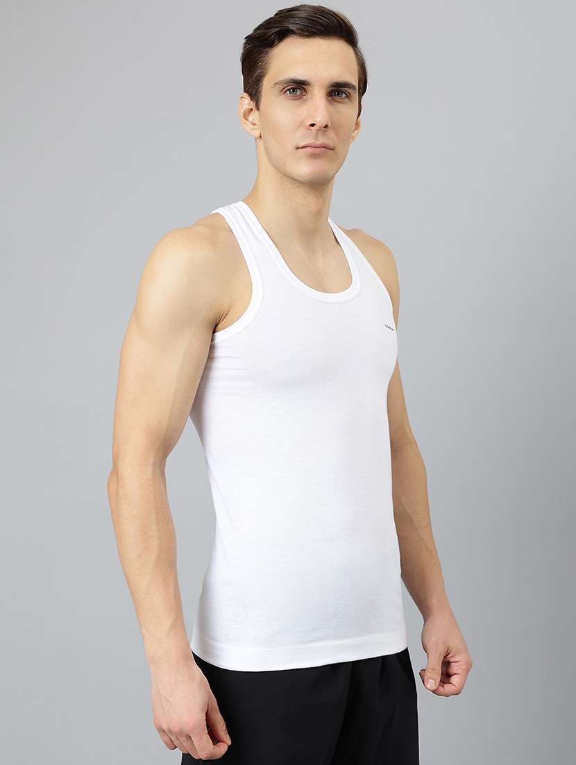 men pack of 3 white solid sleveless vest - 21594473 -  Standard Image - 1