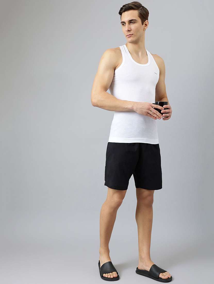 men pack of 10 white solid sleveless vest - 21594475 -  Standard Image - 4