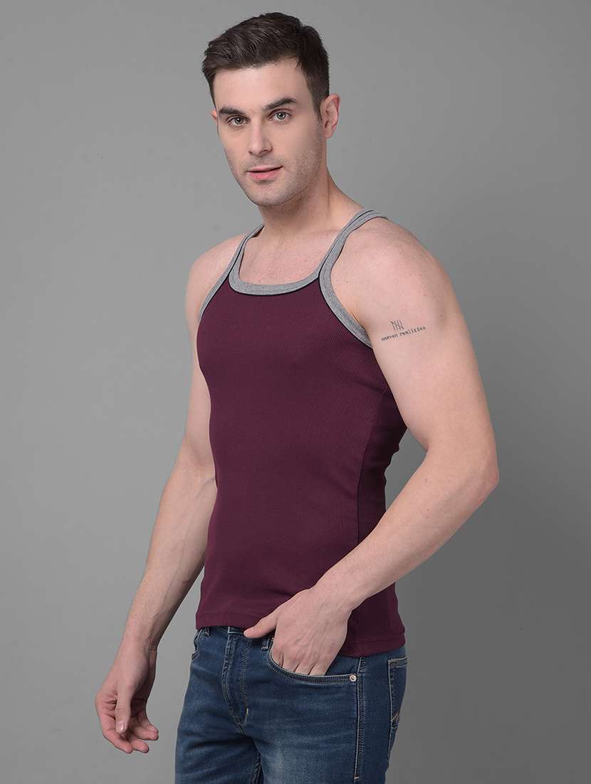 men pack of 2 solid vest - 21594619 -  Standard Image - 1