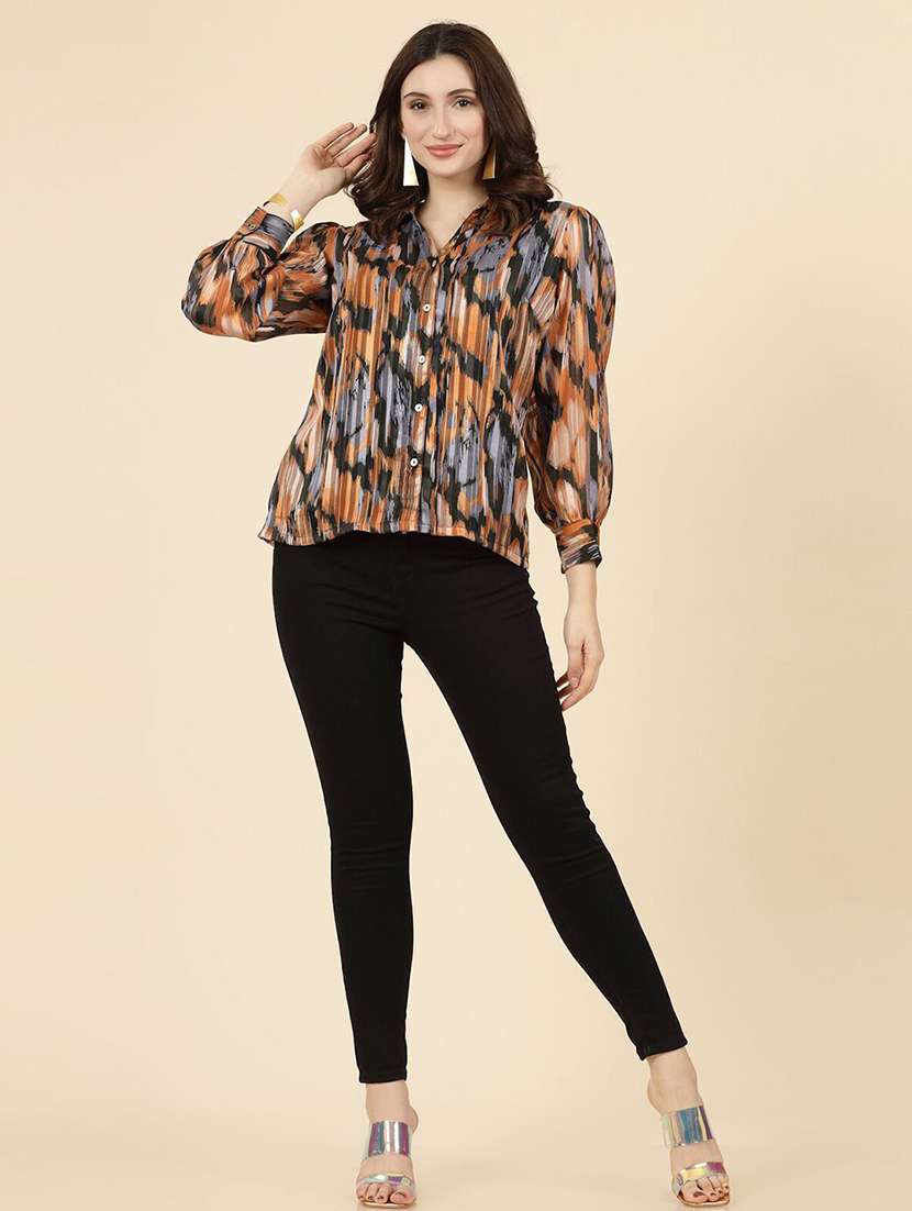 women collared printed regular shirt - 21594787 - Standard Image - 4