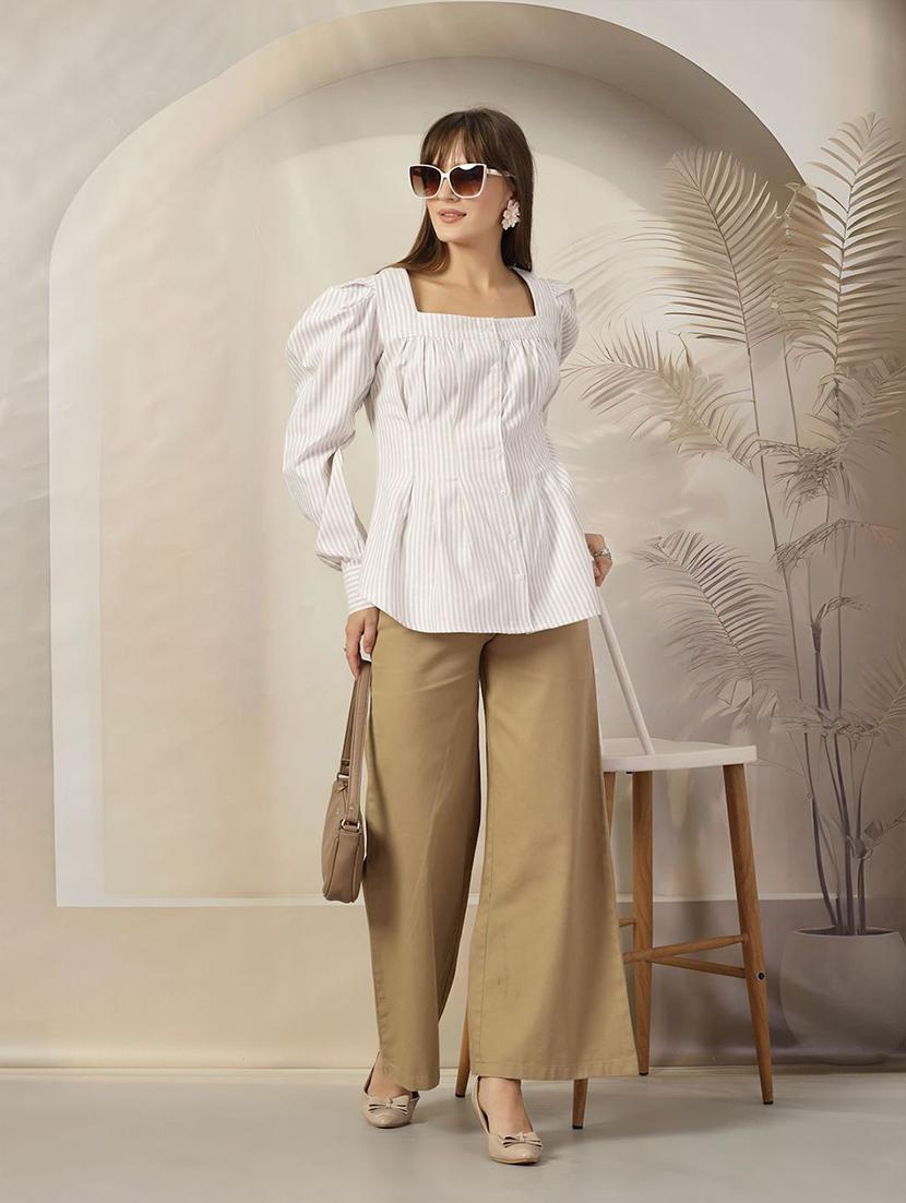 women white stripes regular shirt - 21594837 - Standard Image - 4