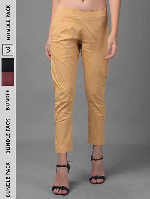 women pack of 3 solid ankle length jeggings - 21594922 - Standard Image - 0