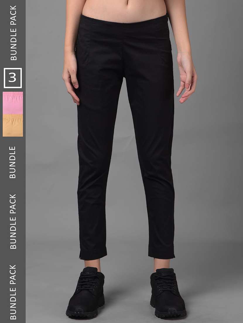 women pack of 3 solid ankle length jeggings