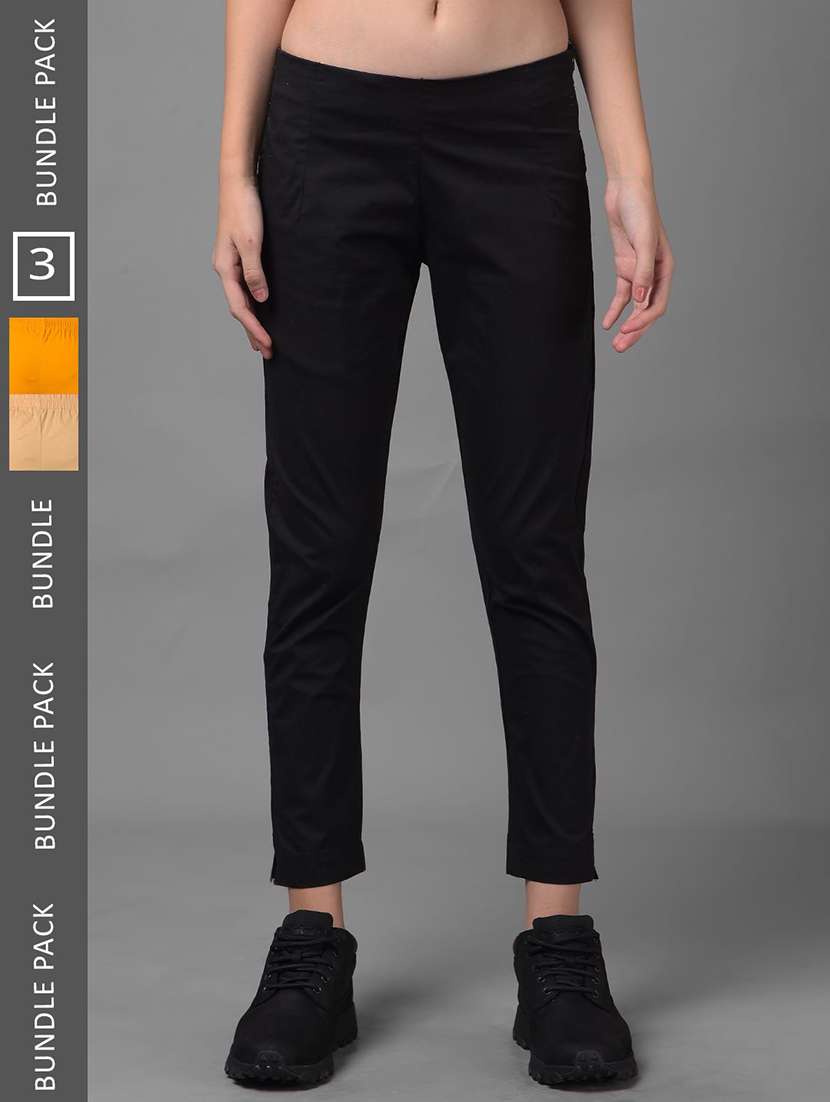 women pack of 3 solid ankle length jeggings