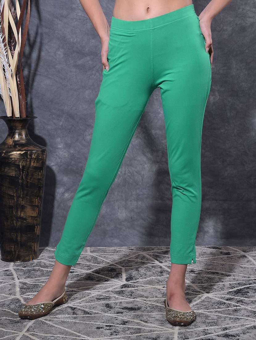 women solid ankle length jegging