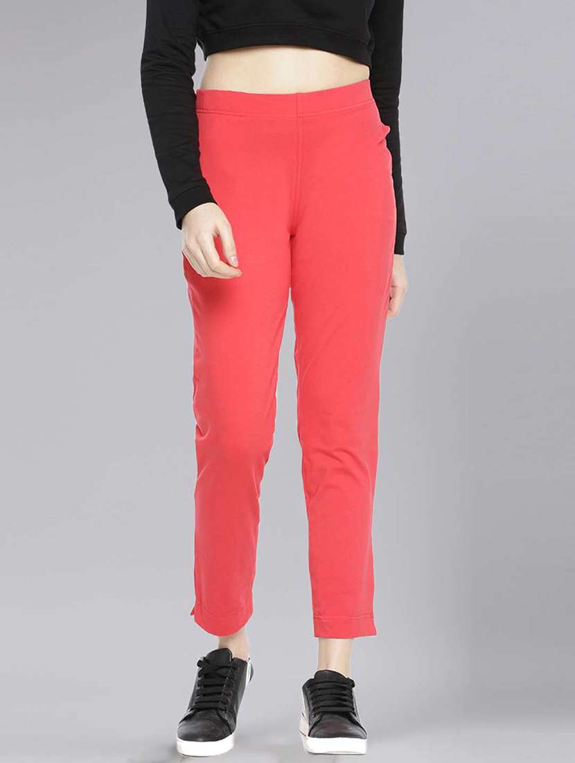 women solid ankle length jegging