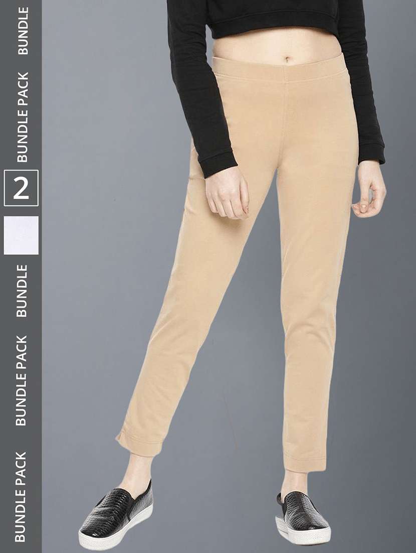 women pack of 2 solid ankle length jeggings