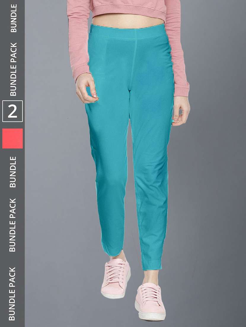 women pack of 2 solid ankle length jeggings