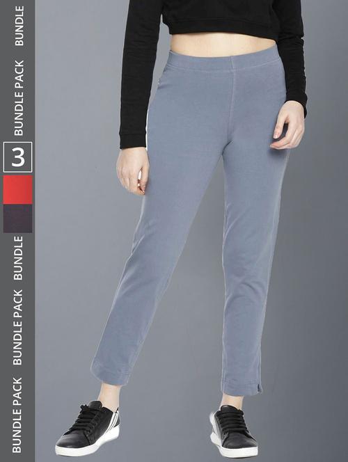women pack of 3 solid ankle length jeggings - 21594996 - Standard Image - 0