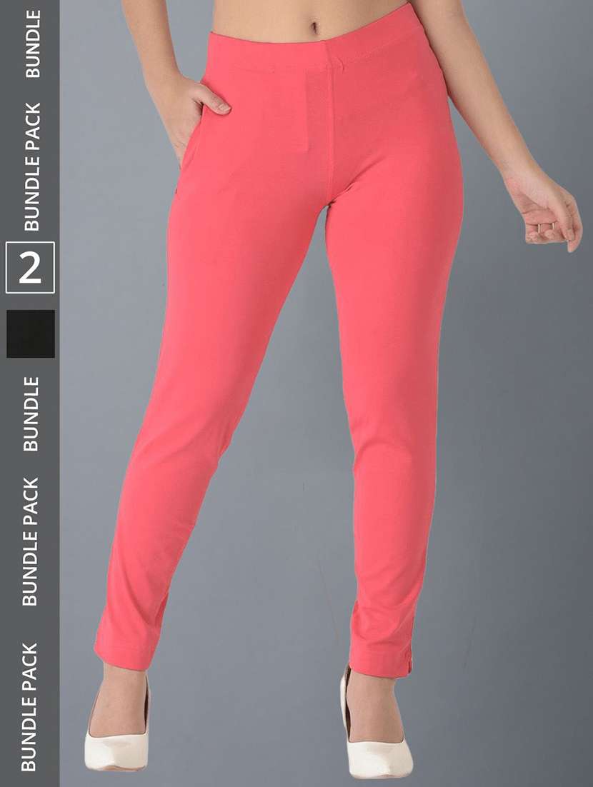 women pack of 2 solid ankle length jeggings