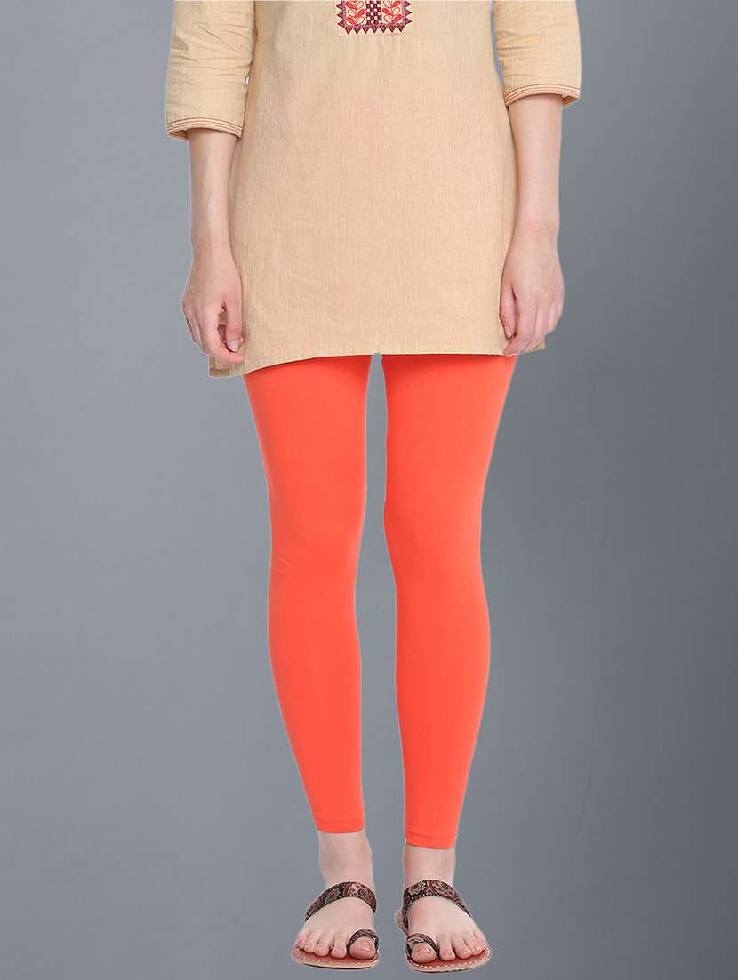 women solid ankle length legging
