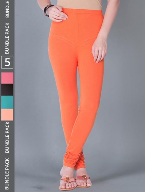 women pack of 5 solid full length legging - 21595355 -  Standard Image - 0