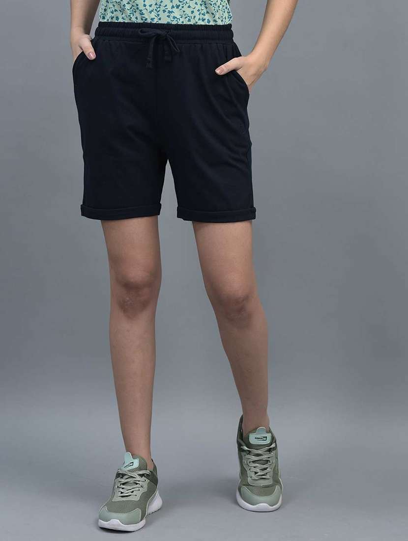women solid regular fit loungewear shorts