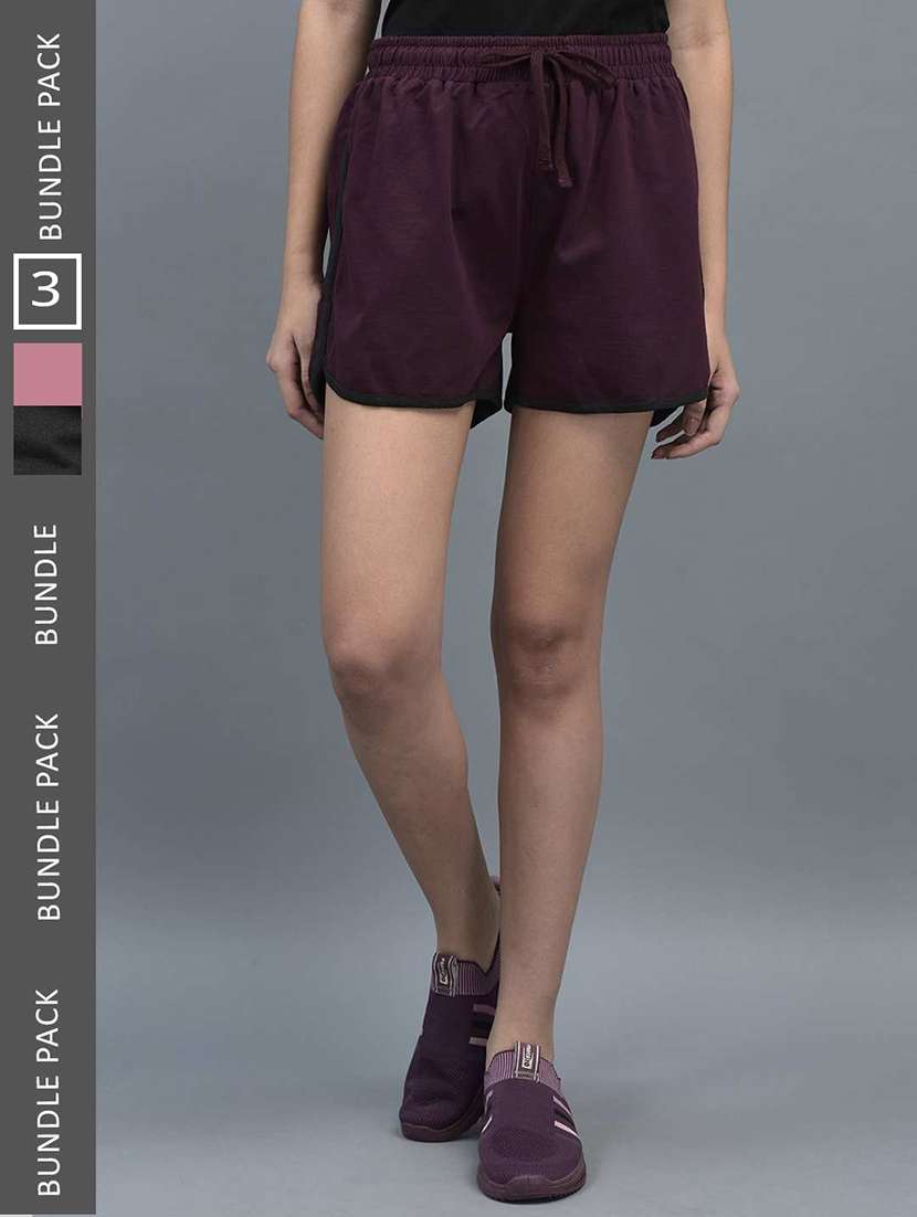 women solid regular fit loungewear shorts combo