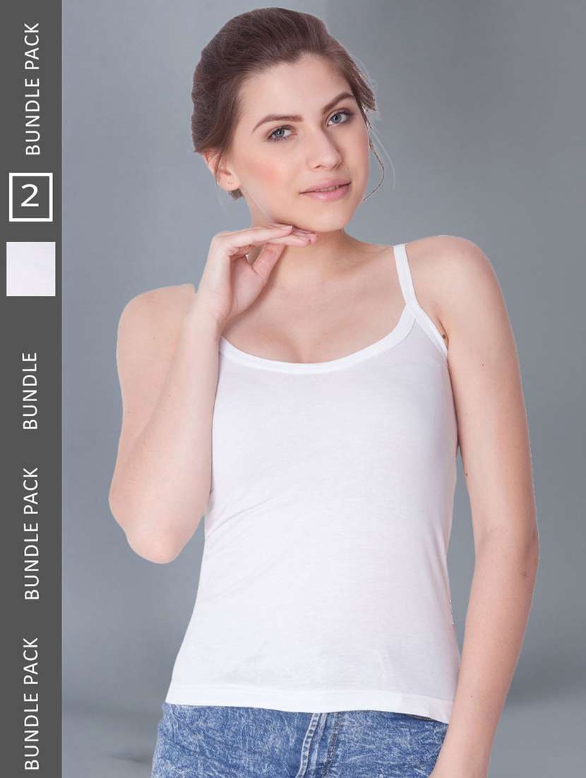 women pack of 2 solid cotton camisole
