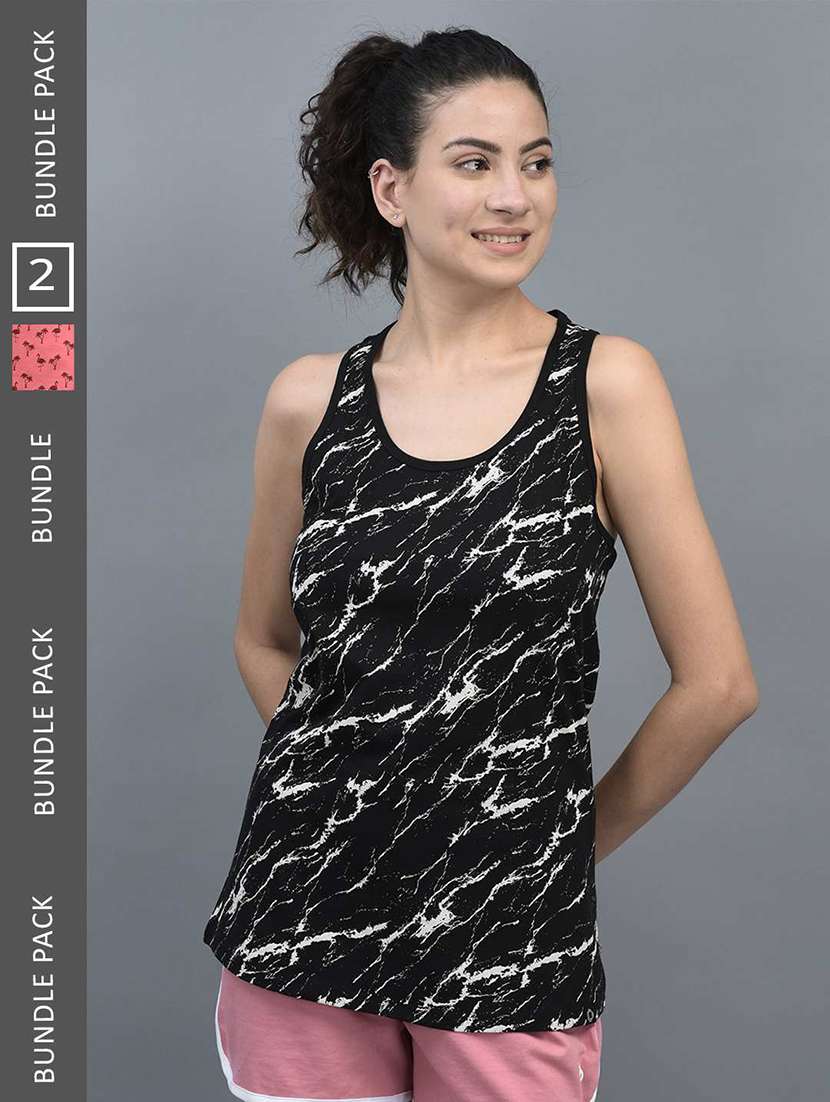 women pack of 2 printed camisole