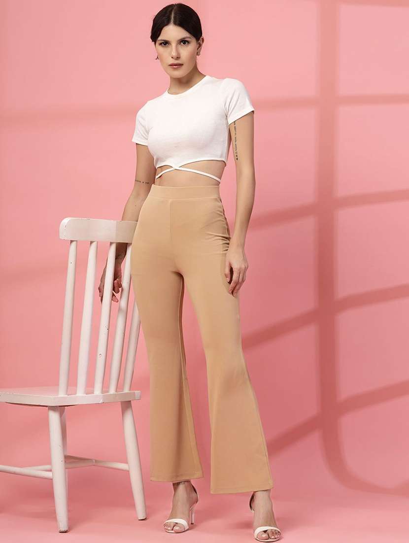 women mid-rise solid bootcut trouser - 21595917 - Standard Image - 4