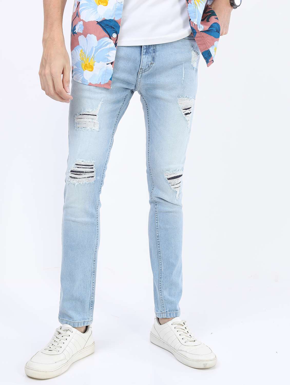 men mid rise distress jeans - 21595974 - Zoom Image - 0