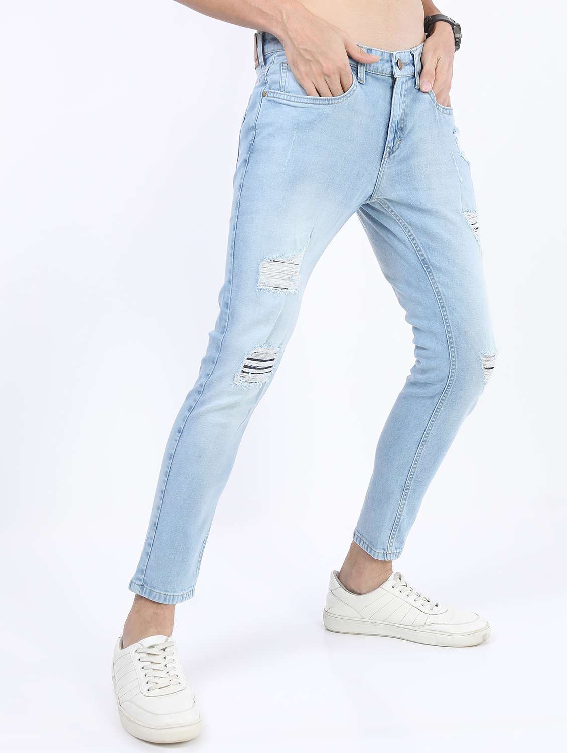 men mid rise distress jeans - 21595976 -  Standard Image - 1