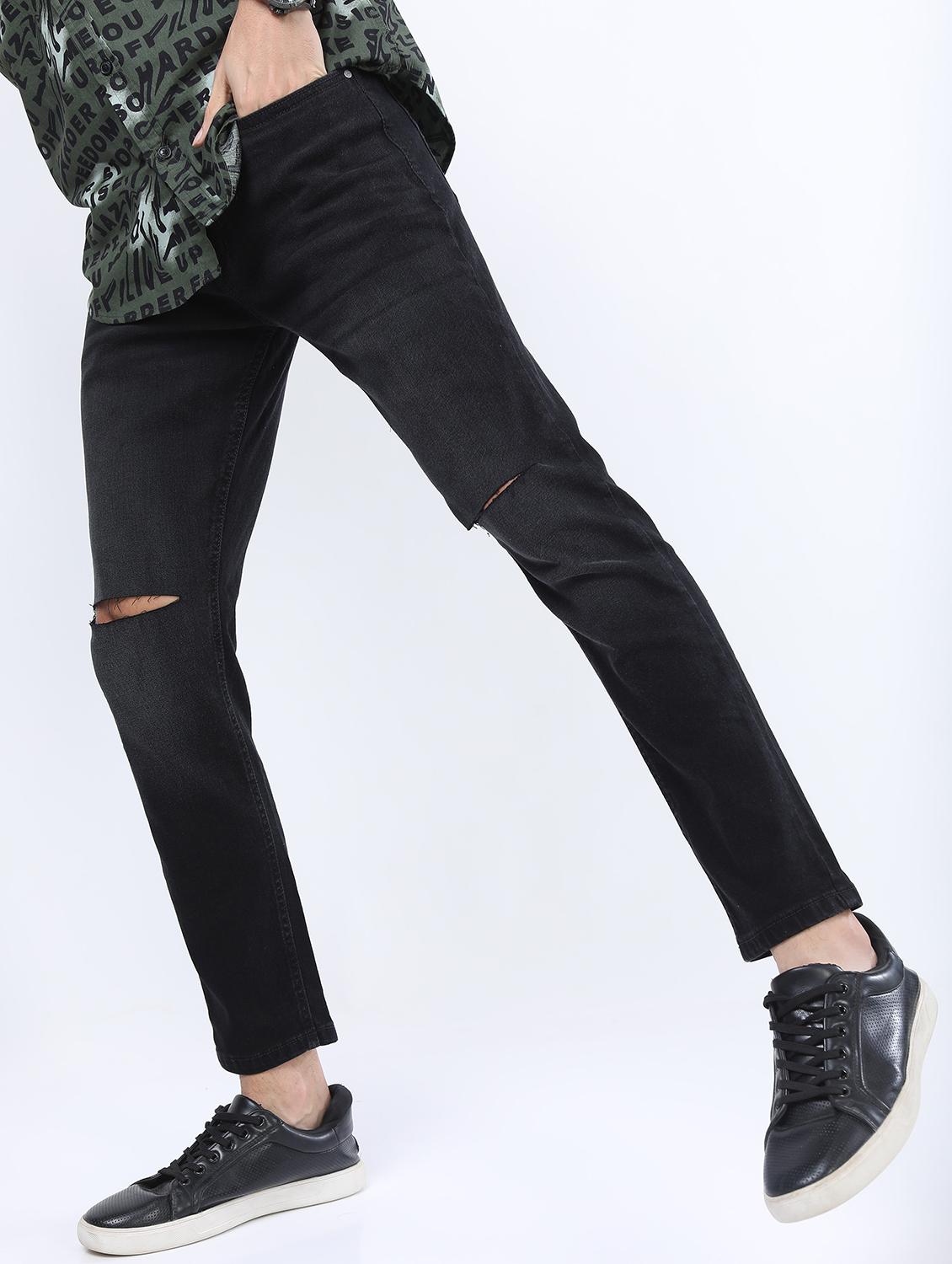 men mid rise slash knee jeans - 21595982 - Standard Image - 1