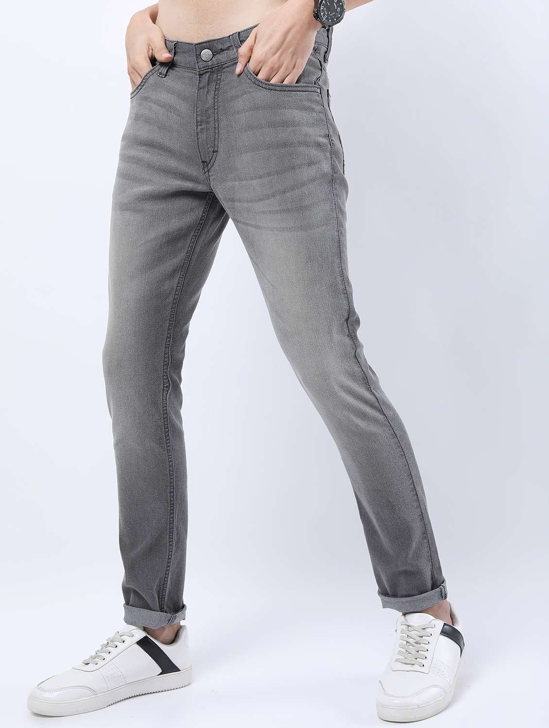 men mid rise plain jeans - 21596008 -  Standard Image - 1
