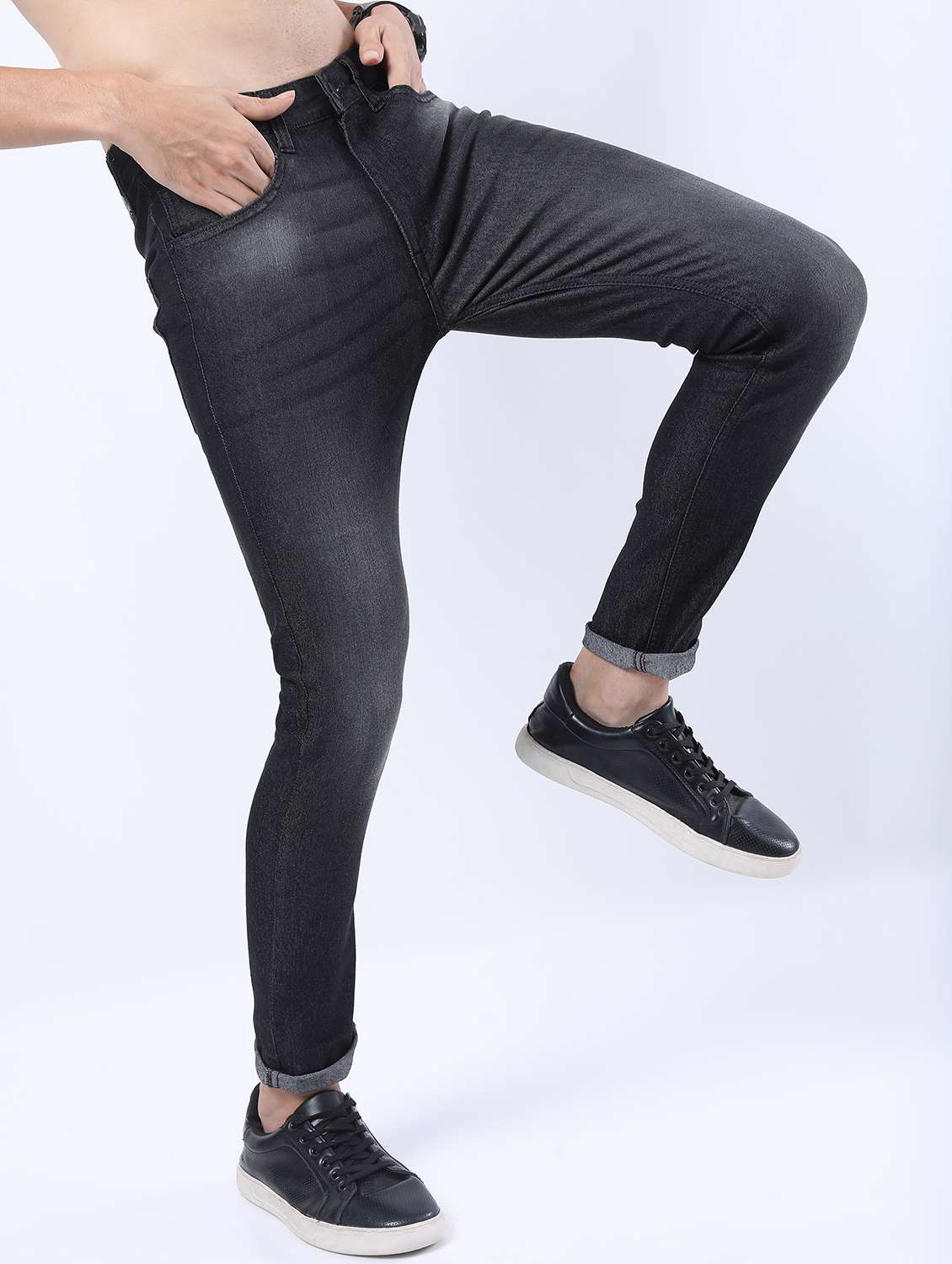 men mid rise plain jeans - 21596013 - Standard Image - 1