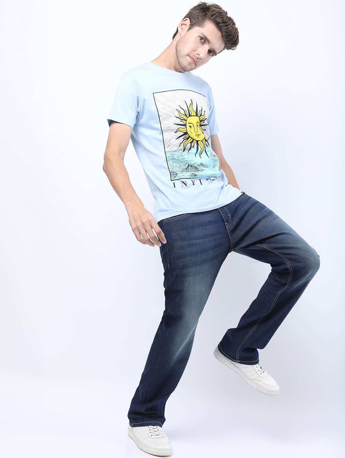 men mid rise plain jeans - 21596064 - Standard Image - 4