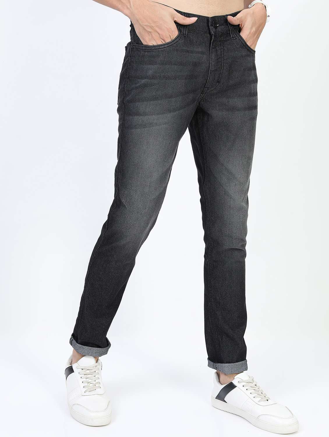 men mid rise plain jeans - 21596078 -  Standard Image - 1