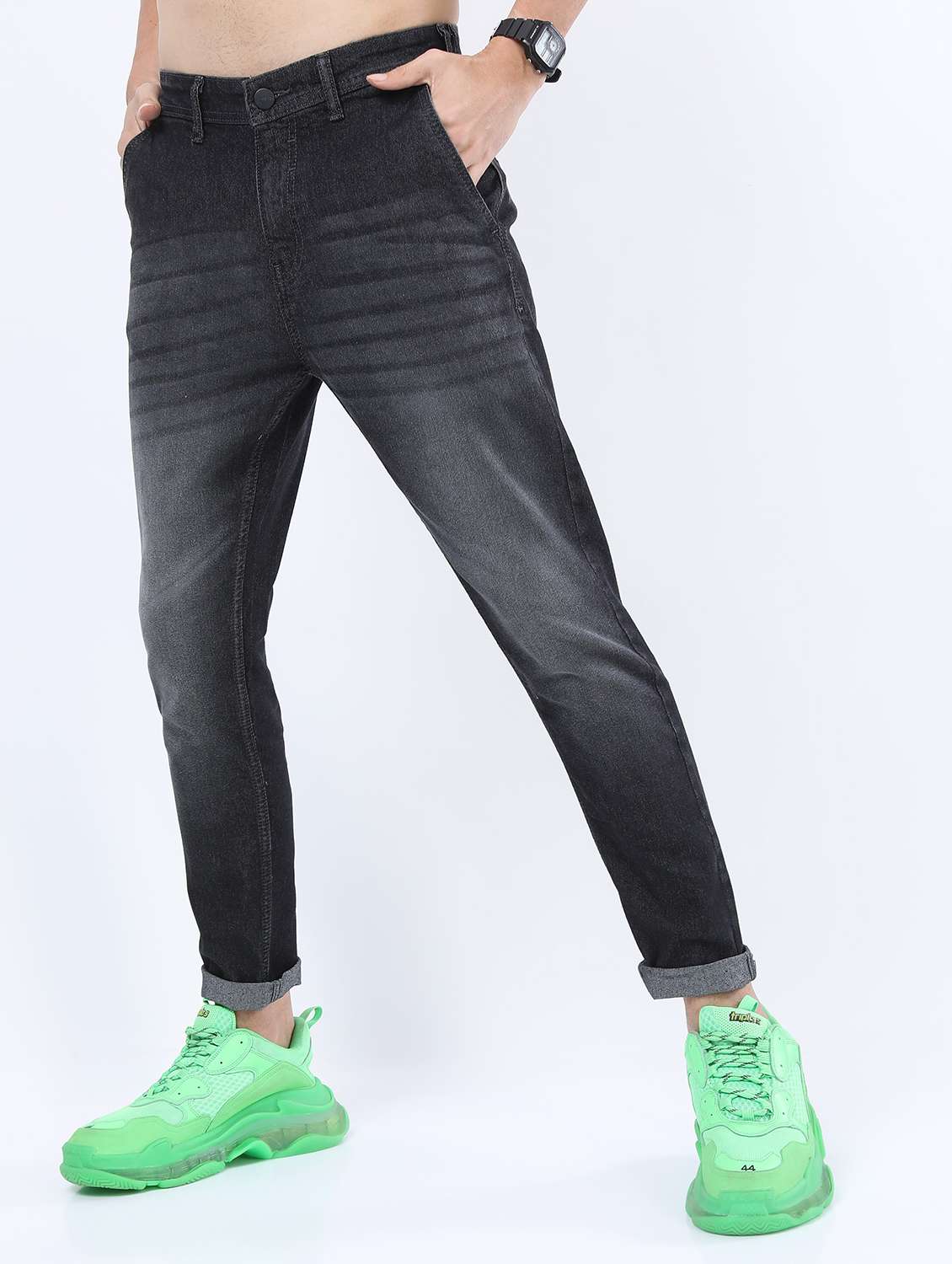 men mid rise plain jeans - 21596091 -  Standard Image - 1