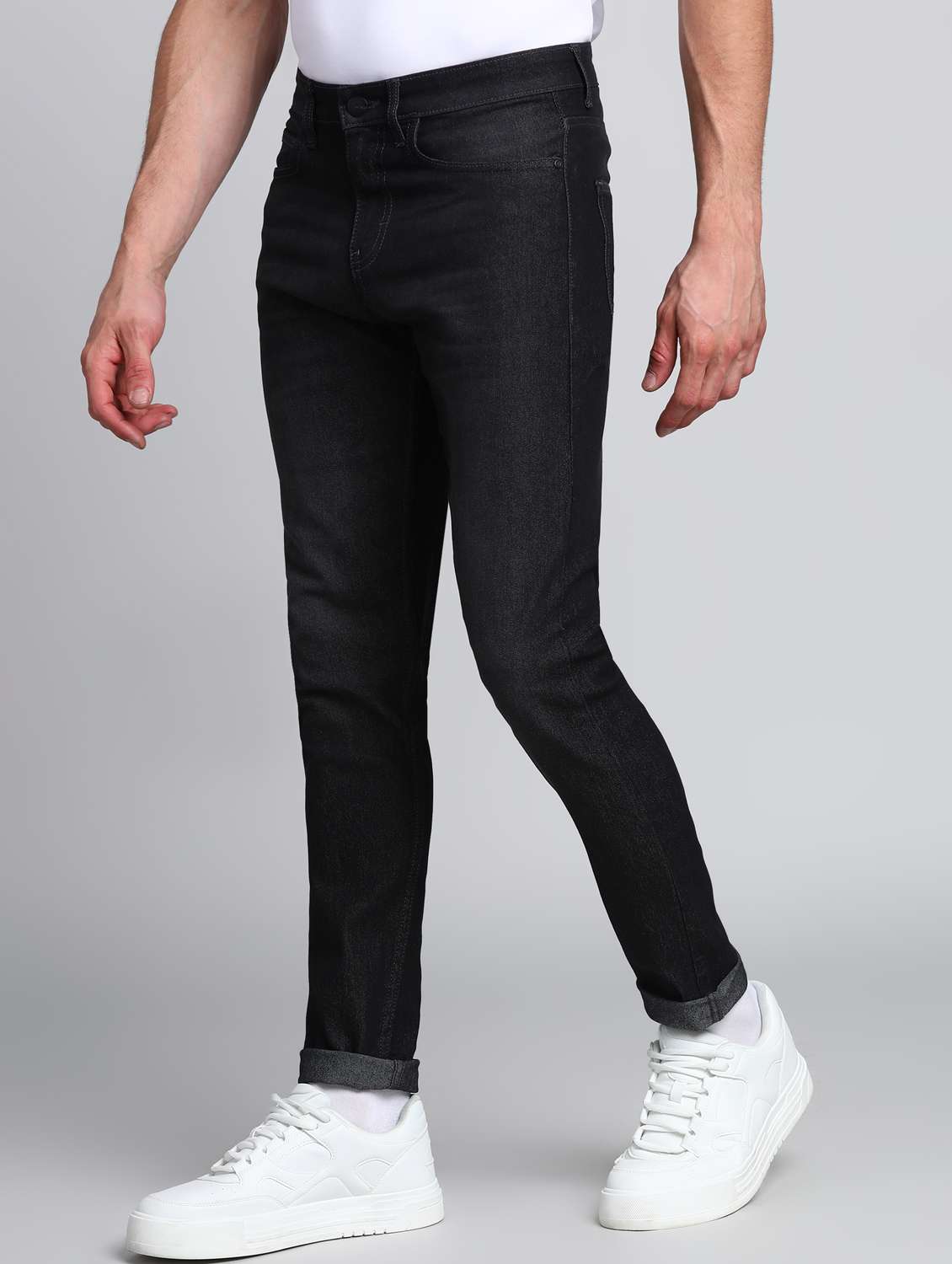 men mid rise plain jeans - 21596105 -  Standard Image - 1