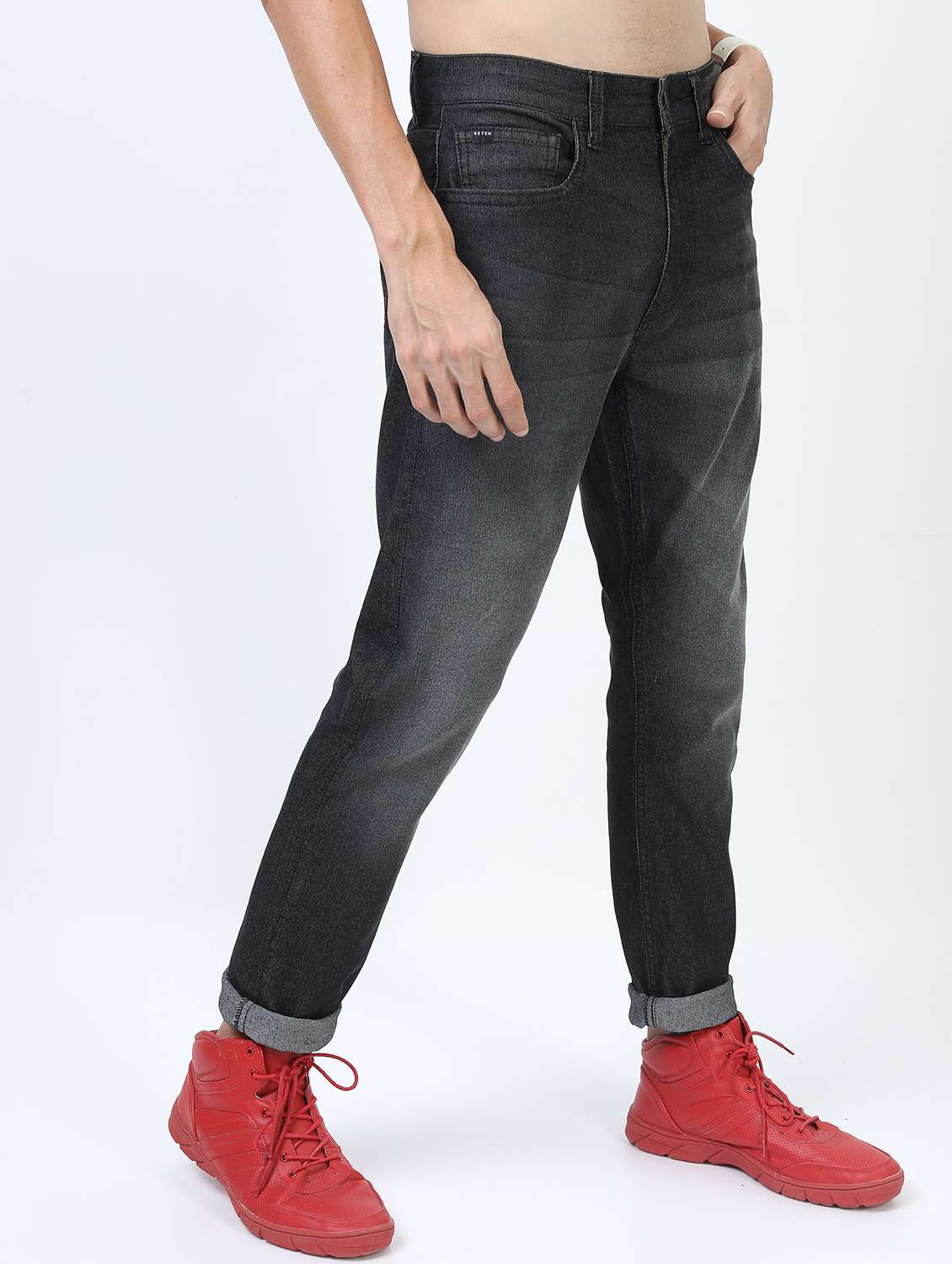 men mid rise plain jeans - 21596118 - Standard Image - 1